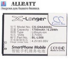CameronSino аккумулятор для GIONEE A800 1700mAh (CS-GNA800SL)
